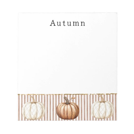 Oranje Witte Herfst Pompoenen gepersonaliseerd Notitieblok (Voorkant)