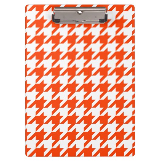 Oranje Witte Houndstooth Check Klembord (Voorkant)