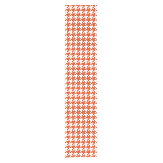Oranje Witte Houndstooth Check Korte Tafelloper (Voorkant)