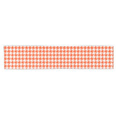 Oranje Witte Houndstooth Check Korte Tafelloper (Horizontaal)