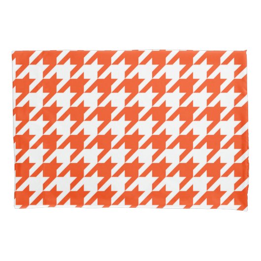 Oranje Witte Houndstooth Check Kussensloop (Voorkant)