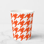 Oranje Witte Houndstooth Check Papieren Bekers (Achterkant)