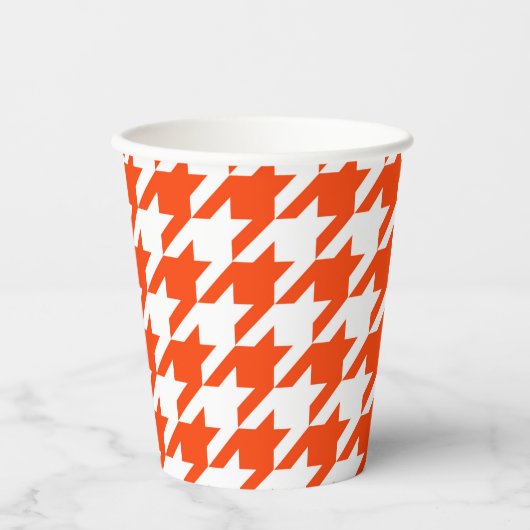 Oranje Witte Houndstooth Check Papieren Bekers (Voorkant)