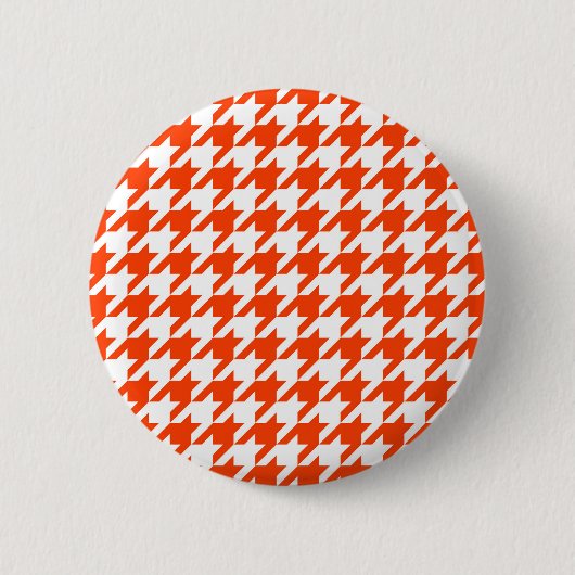 Oranje Witte Houndstooth Check Ronde Button 5,7 Cm (Voorkant)