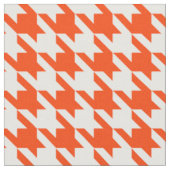 Oranje Witte Houndstooth Check Stof (Close Up)