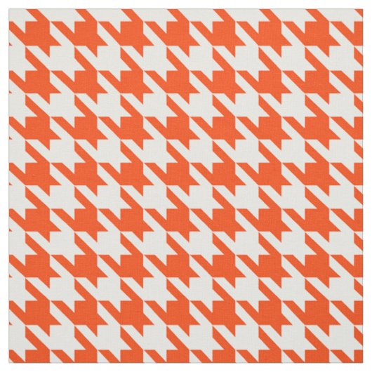 Oranje Witte Houndstooth Check Stof (Swatch)