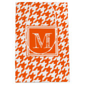 Oranje Witte Houndstooth | Modern monogram Medium Cadeauzakje (Voorkant)