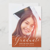 Oranje witte kalligrafie foto Afstuderen Kaart (Voorkant)