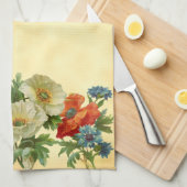 Oranje witte klaprozen en blauwe korenbloemen theedoek (Quarter Fold)