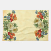 Oranje witte klaprozen en blauwe korenbloemen theedoek (Horizontaal)