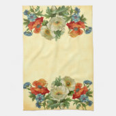 Oranje witte klaprozen en blauwe korenbloemen theedoek (Verticaal)