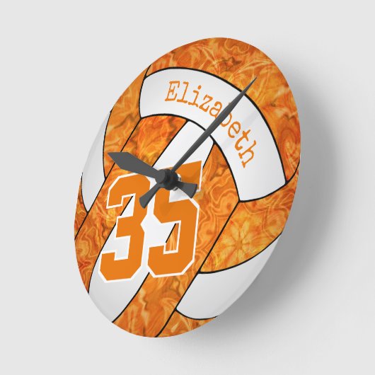oranje witte, kleurrijke volleybalkamer aangepast ronde klok (Hoek)