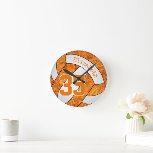 oranje witte, kleurrijke volleybalkamer aangepast ronde klok (Huis)