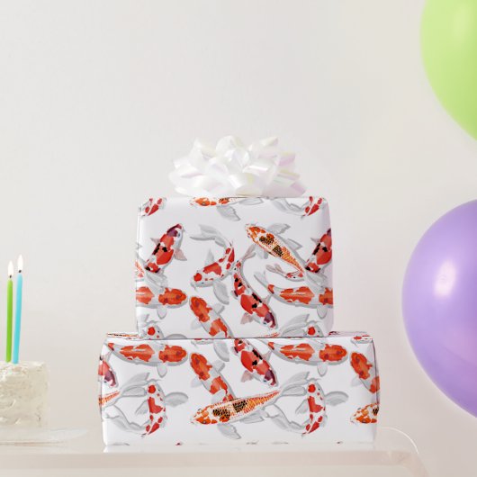 Oranje witte Koi Fish kunst Cadeaupapier (Feestgeschenken)
