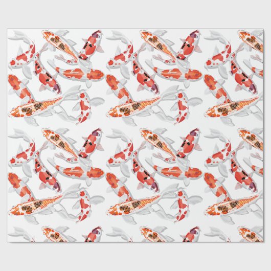 Oranje witte Koi Fish kunst Cadeaupapier (Vlak)