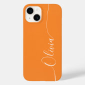 Oranje Witte Legant Calligrafieschrift Naam Case-Mate iPhone Case (Achterkant)