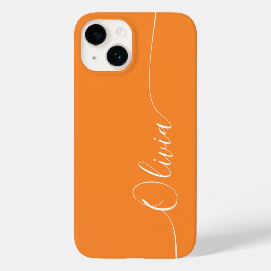 Oranje Witte Legant Calligrafieschrift Naam Case-Mate iPhone Case (Achterkant)