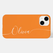 Oranje Witte Legant Calligrafieschrift Naam Case-Mate iPhone Case (Achterkant (horizontaal))