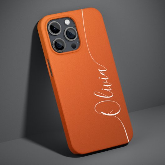Oranje Witte Legant Calligrafieschrift Naam Case-Mate iPhone Case