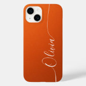 Oranje Witte Legant Calligrafieschrift Naam Case-Mate iPhone Case (Achterkant)