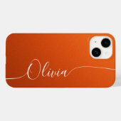 Oranje Witte Legant Calligrafieschrift Naam Case-Mate iPhone Case (Achterkant (horizontaal))