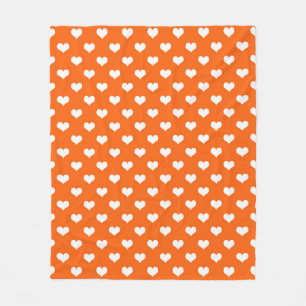 Oranje Witte Liefde Hartpatroon Ontwerp Fleece Deken