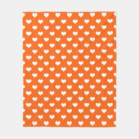Oranje Witte Liefde Hartpatroon Ontwerp Fleece Deken (Voorkant)