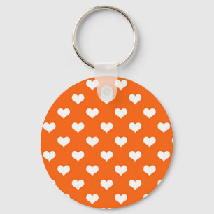 Oranje Witte Liefde Hartpatroon Ontwerp Sleutelhanger