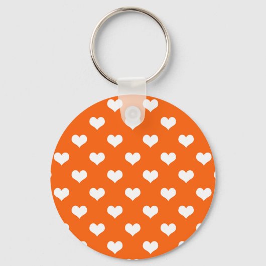 Oranje Witte Liefde Hartpatroon Ontwerp Sleutelhanger (Voorkant)
