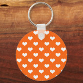 Oranje Witte Liefde Hartpatroon Ontwerp Sleutelhanger (Voorkant)