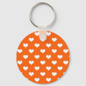 Oranje Witte Liefde Hartpatroon Ontwerp Sleutelhanger (Achterkant)