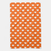Oranje Witte Liefde Hartpatroon Ontwerp Theedoek (Verticaal)