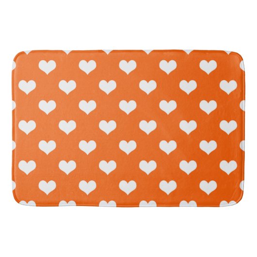 Oranje Witte Liefdevolle Hartjes Ontwerp Badmat (Voorkant)