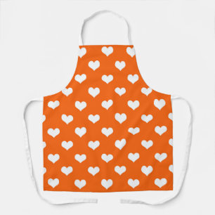 Oranje Witte Liefdevolle Hartjes Ontwerp Schort