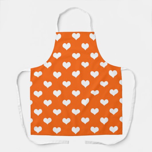 Oranje Witte Liefdevolle Hartjes Ontwerp Schort (Voorkant)