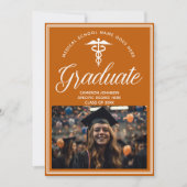 Oranje witte medische school foto Afstuderen Aankondiging (Voorkant)