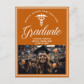 Oranje witte medische school foto Afstuderen Aankondigingskaart (Voorkant)
