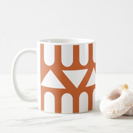 Oranje witte moderne geometrische koffiemok (Met donut)