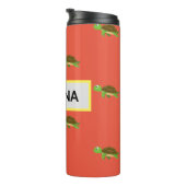 Oranje Witte Moderne Schildpad Tumbler Thermosbeker (Geroteerd rechts)