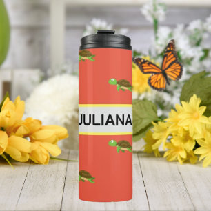 Oranje Witte Moderne Schildpad Tumbler Thermosbeker