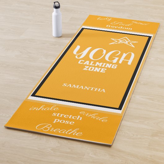 Oranje Witte Naam Yogamat (In situ)