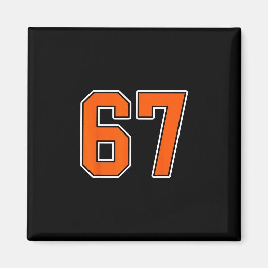 Oranje Witte Nummer 67 Jersey Speler Uniform #67  Magneet (Voorkant)