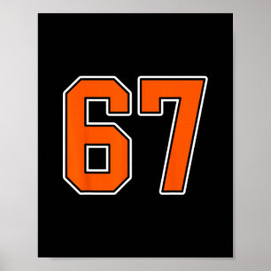 Oranje Witte Nummer 67 Jersey Speler Uniform #67 Poster