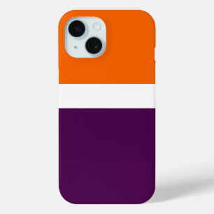 Oranje Witte Paarse Plain Kleurblok Ontwerp iPhone 15 Case