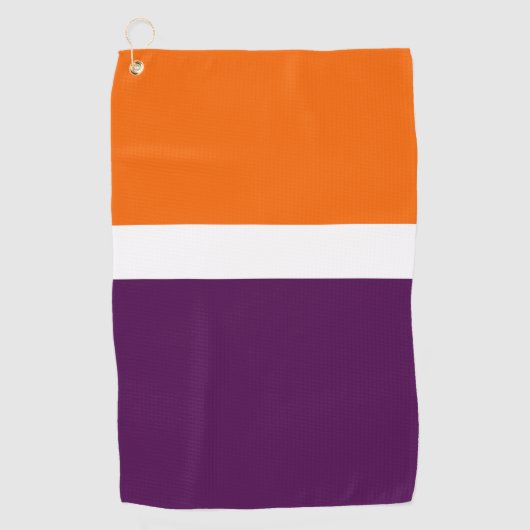 Oranje Witte Paarse Plain Kleurblok Ontwerp Golfhanddoek (Voorkant)
