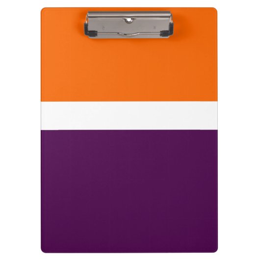Oranje Witte Paarse Plain Kleurblok Ontwerp Klembord (Voorkant)