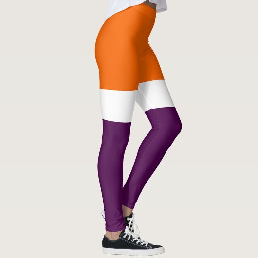 Oranje Witte Paarse Plain Kleurblok Ontwerp Leggings