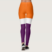 Oranje Witte Paarse Plain Kleurblok Ontwerp Leggings (Achterkant)