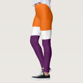 Oranje Witte Paarse Plain Kleurblok Ontwerp Leggings (Links)