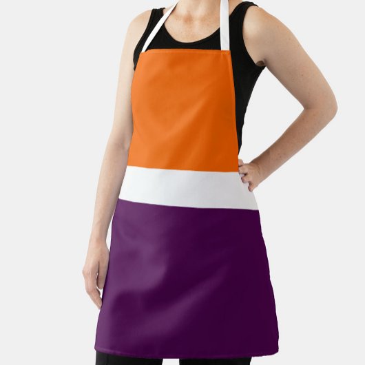 Oranje Witte Paarse Plain Kleurblok Ontwerp Schort